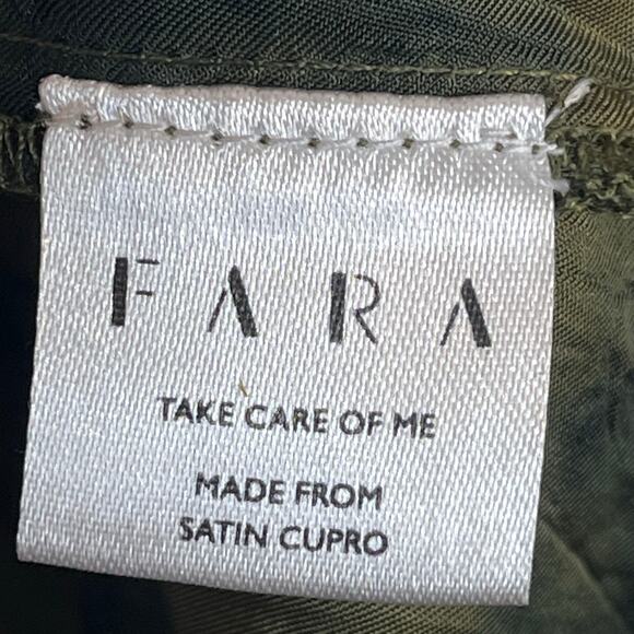 FARA RUNE MINI DRESS OLIVE TIE DYE Satin Size SM Long Sleeve Tiered Boho Beach - Picture 4 of 13